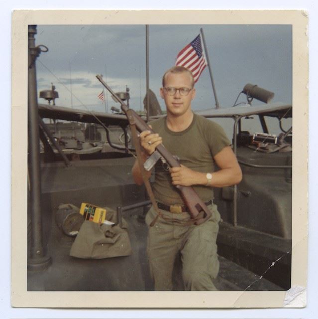 <i class="material-icons" data-template="memories-icon">chat_bubble</i><br/>Russell J. Calkins<br/><div class='remember-wall-long-description'>Vietnam Veteran. USS Yorktown. Stationed aboard a PBR patrolling the riverways with the Brown Water Navy. Purple Heart Recipient.Our family's true hero who is greatly missed. Forever in our hearts.</div><a class='btn btn-primary btn-sm mt-2 remember-wall-toggle-long-description' onclick='initRememberWallToggleLongDescriptionBtn(this)'>Learn more</a>