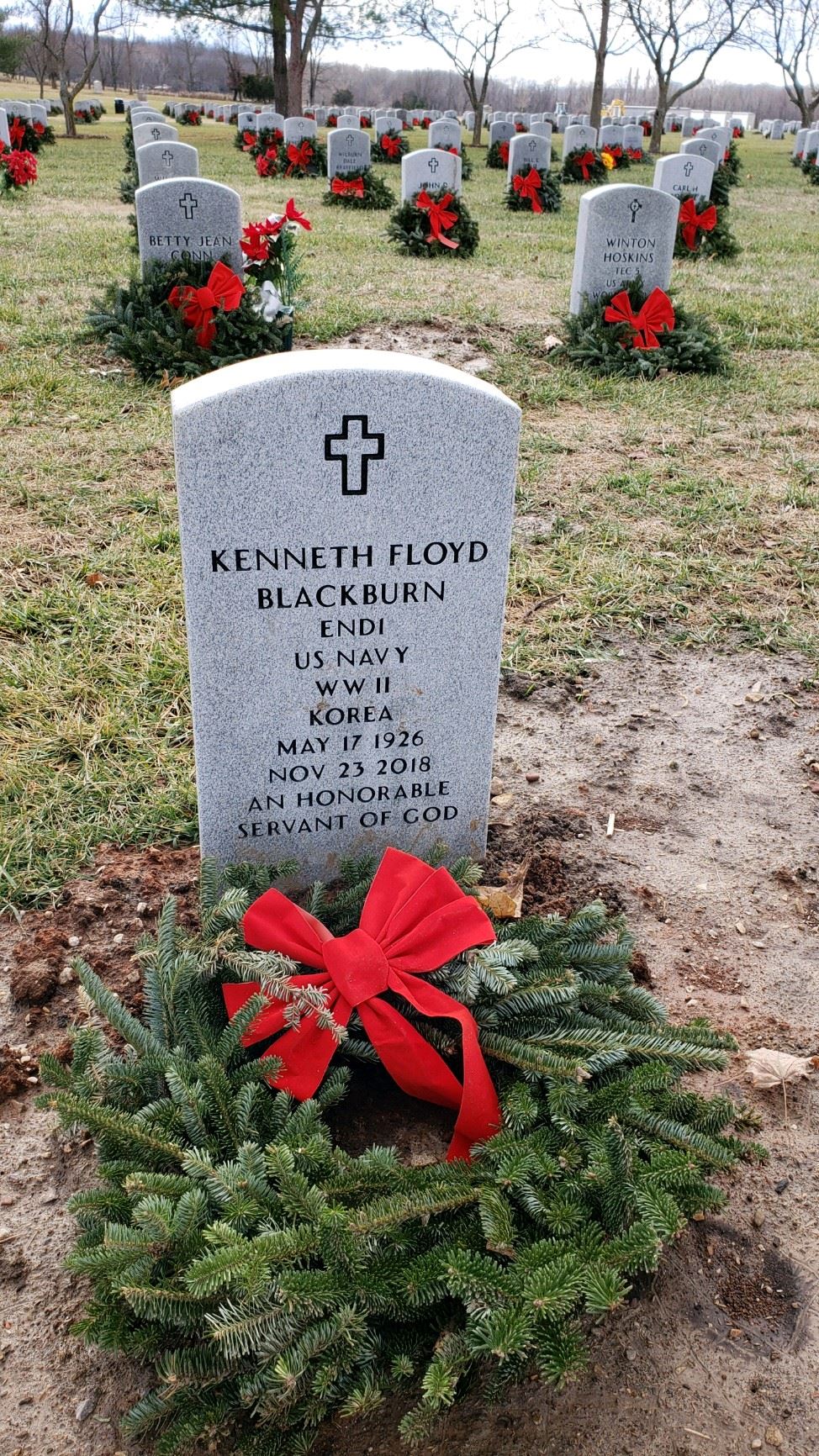 <i class="material-icons" data-template="memories-icon">account_balance</i><br/>Kenneth Blackburn, Navy, ENDI<br/>Born 5/17/1926<br/>Passed on 11/23/2018<br/>Posted by: Janice Musson<br/><div class='remember-wall-long-description'>
With love and honor from your children. 
David, Janice, Ken and Steve</div><a class='btn btn-primary btn-sm mt-2 remember-wall-toggle-long-description' onclick='initRememberWallToggleLongDescriptionBtn(this)'>Learn more</a>