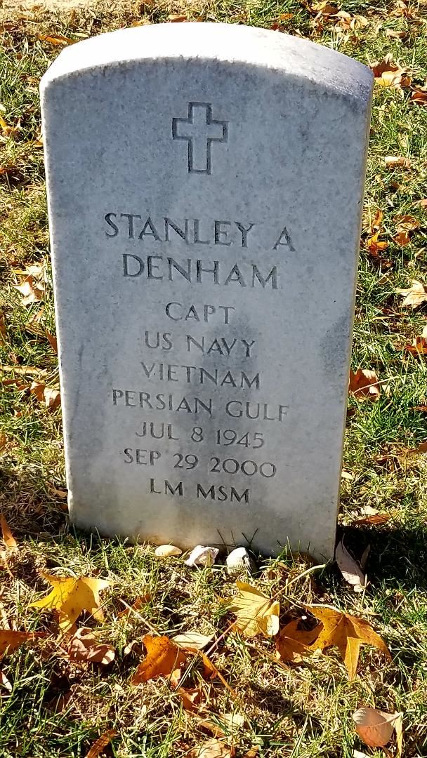 <i class="material-icons" data-template="memories-icon">account_balance</i><br/>Stan  Denham, Navy<br/><div class='remember-wall-long-description'>My brother and teammate with love and prayers of his wife, Janet, and Korean War Patriarch, our father, SMC Captain James A. Denham and his wife, Wyvonia. Each at rest with Stan in the presence of our Savior, Jesus Christ, together with the Father, and Holy spirit for One American Nation under this God, we pledge our allegiance.</div><a class='btn btn-primary btn-sm mt-2 remember-wall-toggle-long-description' onclick='initRememberWallToggleLongDescriptionBtn(this)'>Learn more</a>