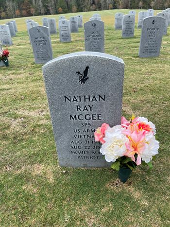 <i class="material-icons" data-template="memories-icon">account_balance</i><br/>Nathan  McGee, Army<br/><div class='remember-wall-long-description'>Nathan Ray McGee
He proudly served his country</div><a class='btn btn-primary btn-sm mt-2 remember-wall-toggle-long-description' onclick='initRememberWallToggleLongDescriptionBtn(this)'>Learn more</a>