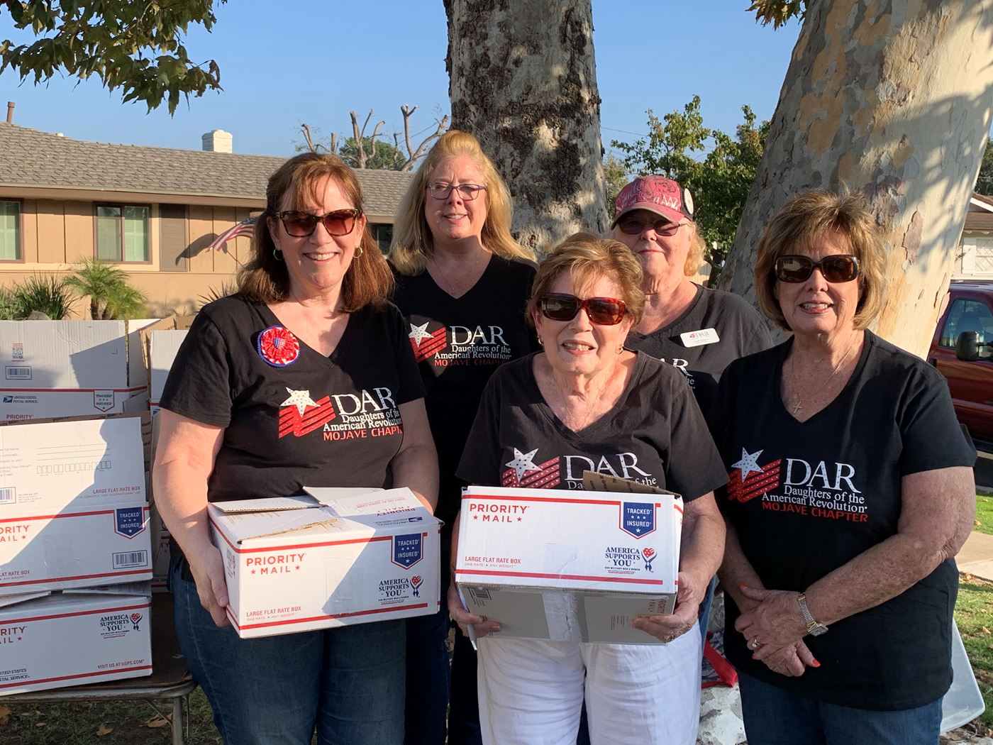 Mojave daughters prepare to send boxes of supplies to active duty service personnel, November 2019