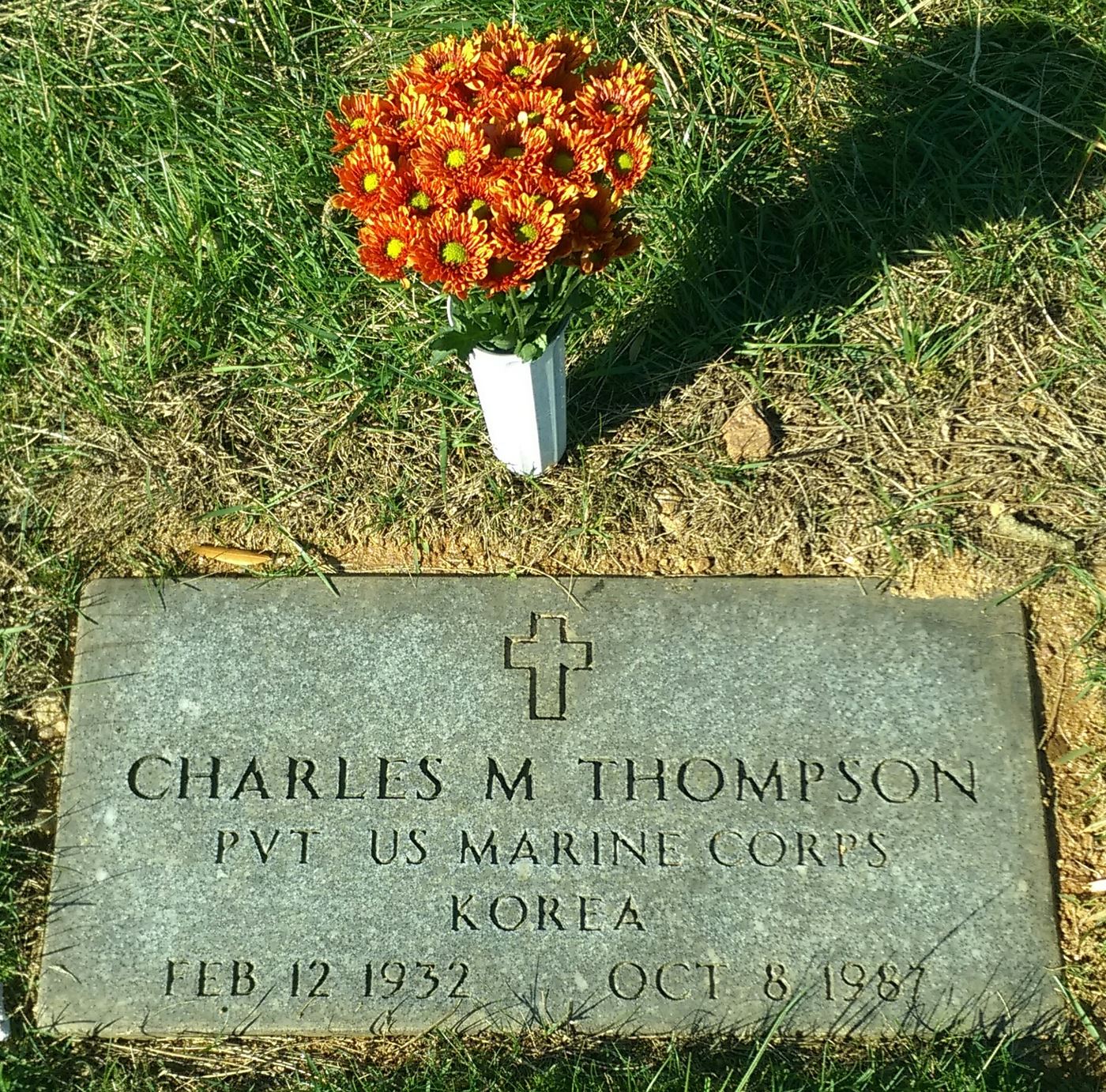 <i class="material-icons" data-template="memories-icon">cloud</i><br/>Charles Thompson, Marine Corps, PVT<br/>Born 2/12/1932<br/>Passed on 10/8/1987<br/>Posted by: Raymond Thompson<br/><div class='remember-wall-long-description'></div><a class='btn btn-primary btn-sm mt-2 remember-wall-toggle-long-description' onclick='initRememberWallToggleLongDescriptionBtn(this)'>Learn more</a>