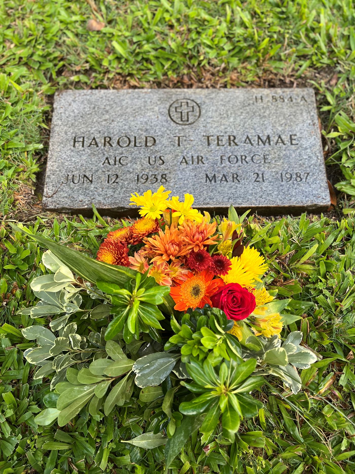 <i class="material-icons" data-template="memories-icon">account_balance</i><br/>Harold Teramae, Air Force<br/>Born 6/12/1938<br/>Passed on 3/21/1987<br/>Posted by: Gregory H.<br/><div class='remember-wall-long-description'>In memory of Harold Teramae, USAF. Merry Christmas.</div><a class='btn btn-primary btn-sm mt-2 remember-wall-toggle-long-description' onclick='initRememberWallToggleLongDescriptionBtn(this)'>Learn more</a>