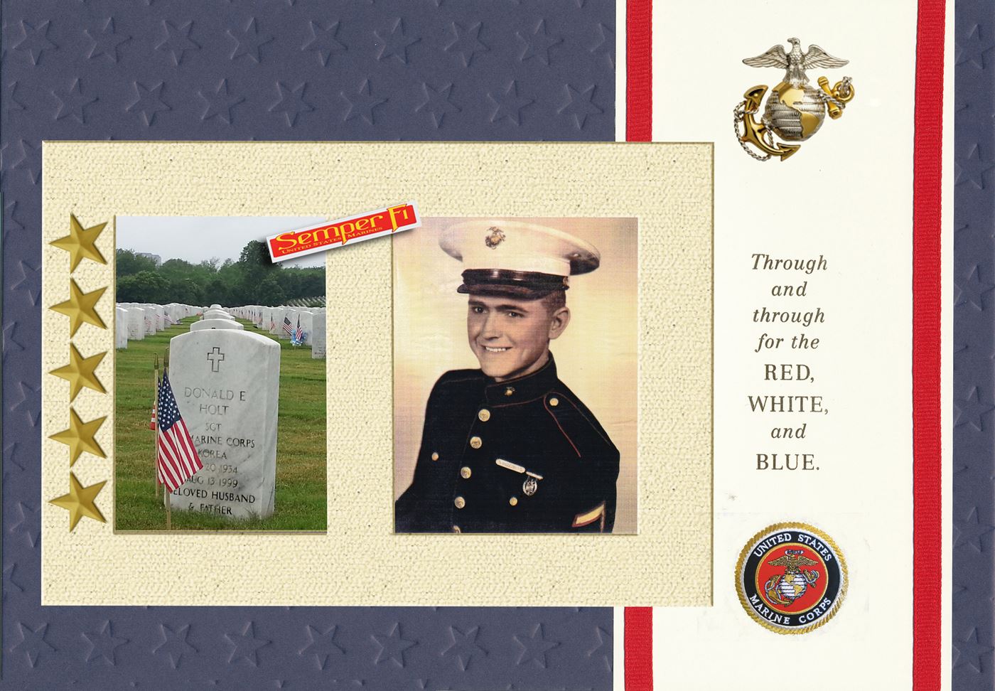 <i class="material-icons" data-template="memories-icon">cloud</i><br/>Donald E. Holr, Marine Corps<br/><div class='remember-wall-long-description'>Miss you everyday Love Always - Donald E Holt - Semper Fi.</div><a class='btn btn-primary btn-sm mt-2 remember-wall-toggle-long-description' onclick='initRememberWallToggleLongDescriptionBtn(this)'>Learn more</a>