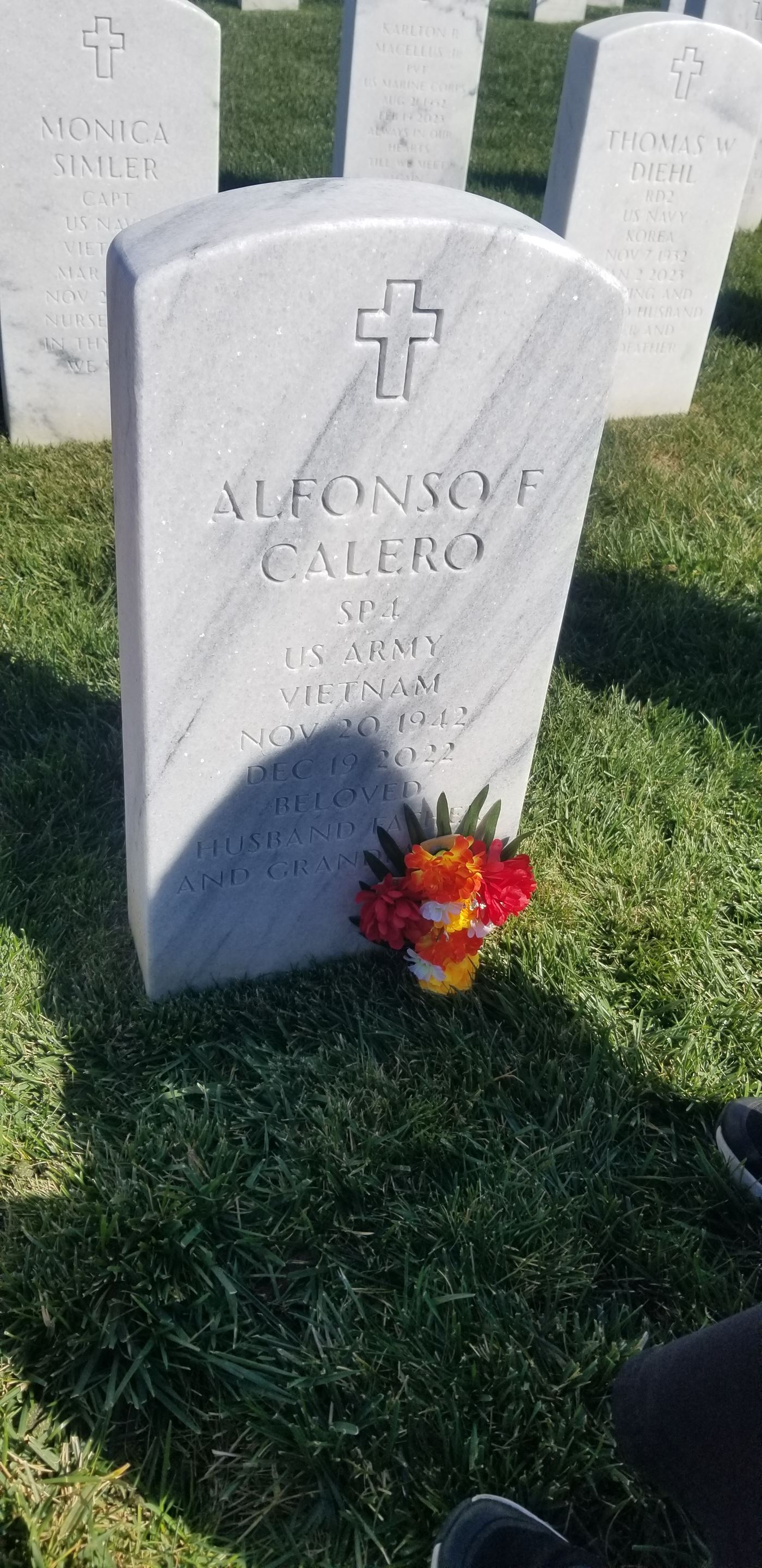 <i class="material-icons" data-template="memories-icon">account_balance</i><br/>Alfonso Calero, Army<br/><div class='remember-wall-long-description'>Alfonso Felix Calero you are missed beyond words. You were the best father to me and the best grandfather to Armando. Our lives are not the same without you in it. I miss and love you soo sooo much Dad!!</div><a class='btn btn-primary btn-sm mt-2 remember-wall-toggle-long-description' onclick='initRememberWallToggleLongDescriptionBtn(this)'>Learn more</a>