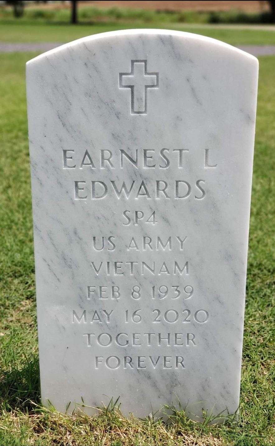 <i class="material-icons" data-template="memories-icon">cloud</i><br/>Earnest Edwards, Army<br/>Born 2/8/1939<br/>Passed on 5/16/2020<br/>Posted by: ANITA P.<br/><div class='remember-wall-long-description'>
  We love and miss you.</div><a class='btn btn-primary btn-sm mt-2 remember-wall-toggle-long-description' onclick='initRememberWallToggleLongDescriptionBtn(this)'>Learn more</a>