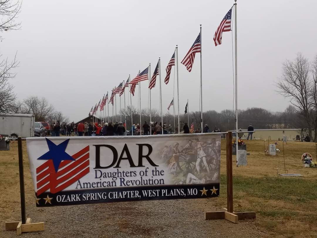 Ozark Spring Chapter Daughters of the American Revolution is proud to Sponsor Wreaths Across American at the Veterans Memorial Cemetery, Mtn. View, MO<br>