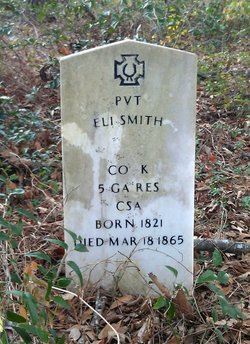 <i class="material-icons" data-template="memories-icon">cloud</i><br/>Eli Smith<br/><div class='remember-wall-long-description'>Eli Smith  
1821 – March 18, 1865 
CSA, Pvt, Company K, 5th GA Reserves; 
Enlisted in Macon in 1863-1864. (Pension affidavit by wife, Mary Smith, says he enlisted September 1863). Sent home on February 12, 1865, with measles and typhoid dysentery in helpless condition dying a month later, March 18, 1865. His company carried his name on roll until surrender in December 1865.  Son of George Smith & Lavenia Phillips  
Husband of Mary Ann Smith Smith, daughter of John Smith & Catherine Young 
Grandson of Colby Smith</div><a class='btn btn-primary btn-sm mt-2 remember-wall-toggle-long-description' onclick='initRememberWallToggleLongDescriptionBtn(this)'>Learn more</a>