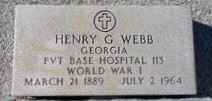 <i class="material-icons" data-template="memories-icon">chat_bubble</i><br/>Henry Grady Webb<br/><div class='remember-wall-long-description'>Henry Grady Webb Private Base Hospital 113 United States Army World War I March 21st, 1889 - July 2nd 1964</div><a class='btn btn-primary btn-sm mt-2 remember-wall-toggle-long-description' onclick='initRememberWallToggleLongDescriptionBtn(this)'>Learn more</a>