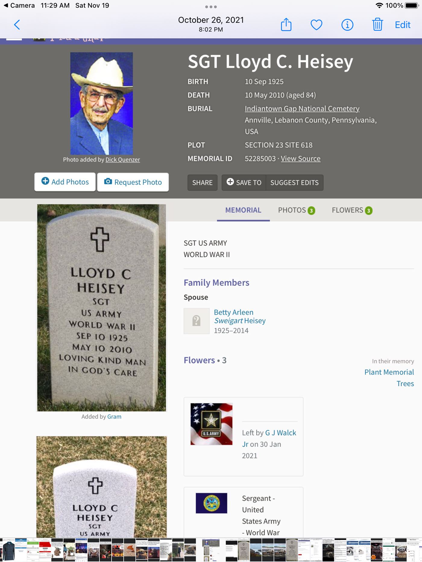 <i class="material-icons" data-template="memories-icon">account_balance</i><br/>Lloyd  Heisey, Army, Sgt<br/>Born 9/10/1925<br/>Passed on 5/10/2010<br/>Posted by: Stephanie L.<br/><div class='remember-wall-long-description'>I miss you everyday, Pap!</div><a class='btn btn-primary btn-sm mt-2 remember-wall-toggle-long-description' onclick='initRememberWallToggleLongDescriptionBtn(this)'>Learn more</a>