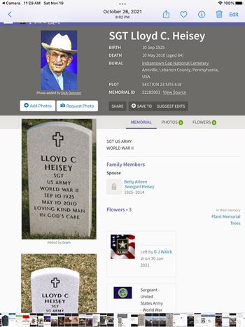 <i class="material-icons" data-template="memories-icon">account_balance</i><br/>Lloyd  Heisey, Army<br/><div class='remember-wall-long-description'>I miss you everyday, Pap!</div><a class='btn btn-primary btn-sm mt-2 remember-wall-toggle-long-description' onclick='initRememberWallToggleLongDescriptionBtn(this)'>Learn more</a>