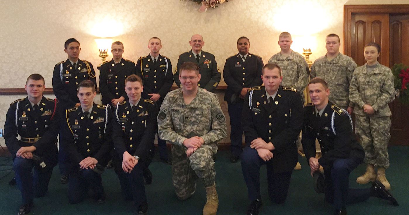 In 2016 High Lawn staff began a yearly tradition of honoring local members of the military at our WAA Dedication ceremony.  SFC William Brown, a highly decorated Viet Nam veteran is shown here w/members of the JROTC. 