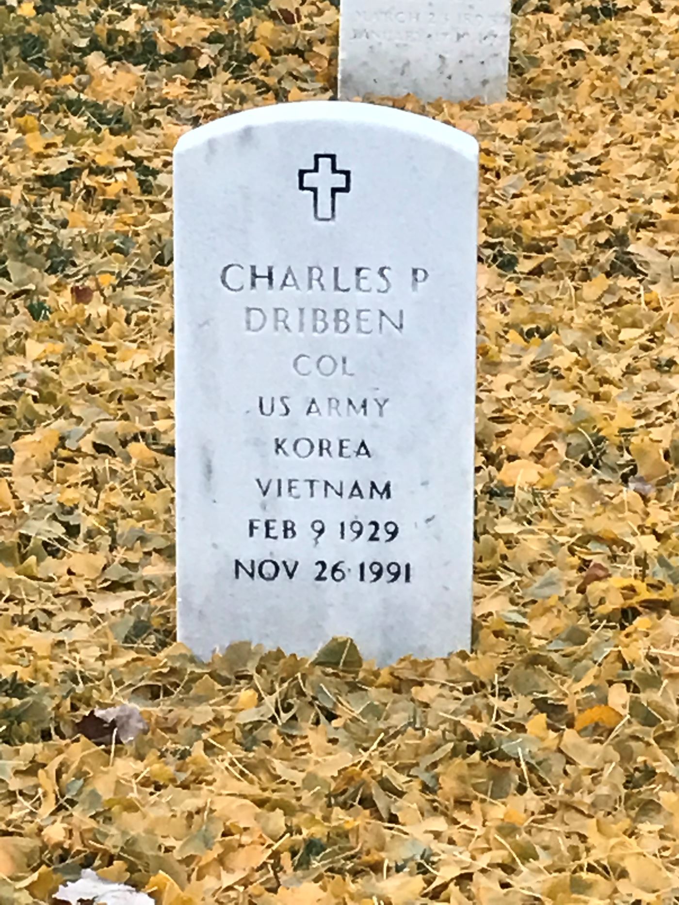 <i class="material-icons" data-template="memories-icon">account_balance</i><br/>Charles P.  Dribben, Army<br/><div class='remember-wall-long-description'>In memory of the service of colonel Charles Phillips Dribben.</div><a class='btn btn-primary btn-sm mt-2 remember-wall-toggle-long-description' onclick='initRememberWallToggleLongDescriptionBtn(this)'>Learn more</a>