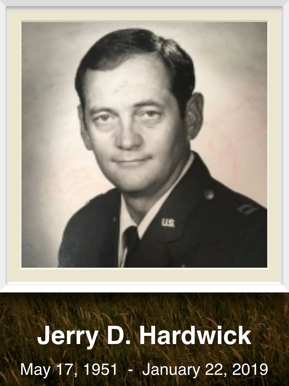 <i class="material-icons" data-template="memories-icon">account_balance</i><br/>Jerry Hardwick, Air Force<br/><div class='remember-wall-long-description'>My hero, my Daddy. You are missed greatly!! Honoring you today and every day. Love Desiree, Caleb and Isabeau</div><a class='btn btn-primary btn-sm mt-2 remember-wall-toggle-long-description' onclick='initRememberWallToggleLongDescriptionBtn(this)'>Learn more</a>