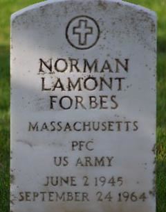 <i class="material-icons" data-template="memories-icon">account_balance</i><br/>NORMAN LAMONT FORBES, Army, Private First Class<br/>Born 6/2/1945<br/>Passed on 9/24/1964<br/><div class='remember-wall-long-description'>* FRIEND * CORRESPONDENT * INTELLECTUAL * ARTIST *</div><a class='btn btn-primary btn-sm mt-2 remember-wall-toggle-long-description' onclick='initRememberWallToggleLongDescriptionBtn(this)'>Learn more</a>