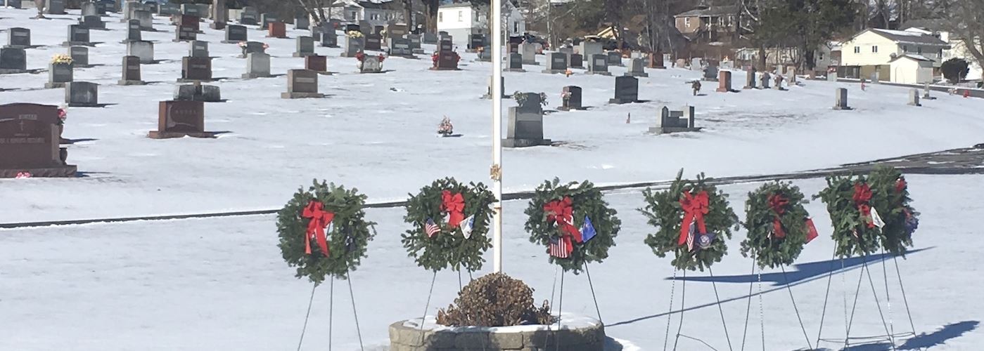 With several inches of snow and plummeting temperatures, the 2017 WAA ceremony was held in the chapel of the High Lawn Funeral Home but that didn't keep all the wreaths from being put on over 200 graves of military veterans.