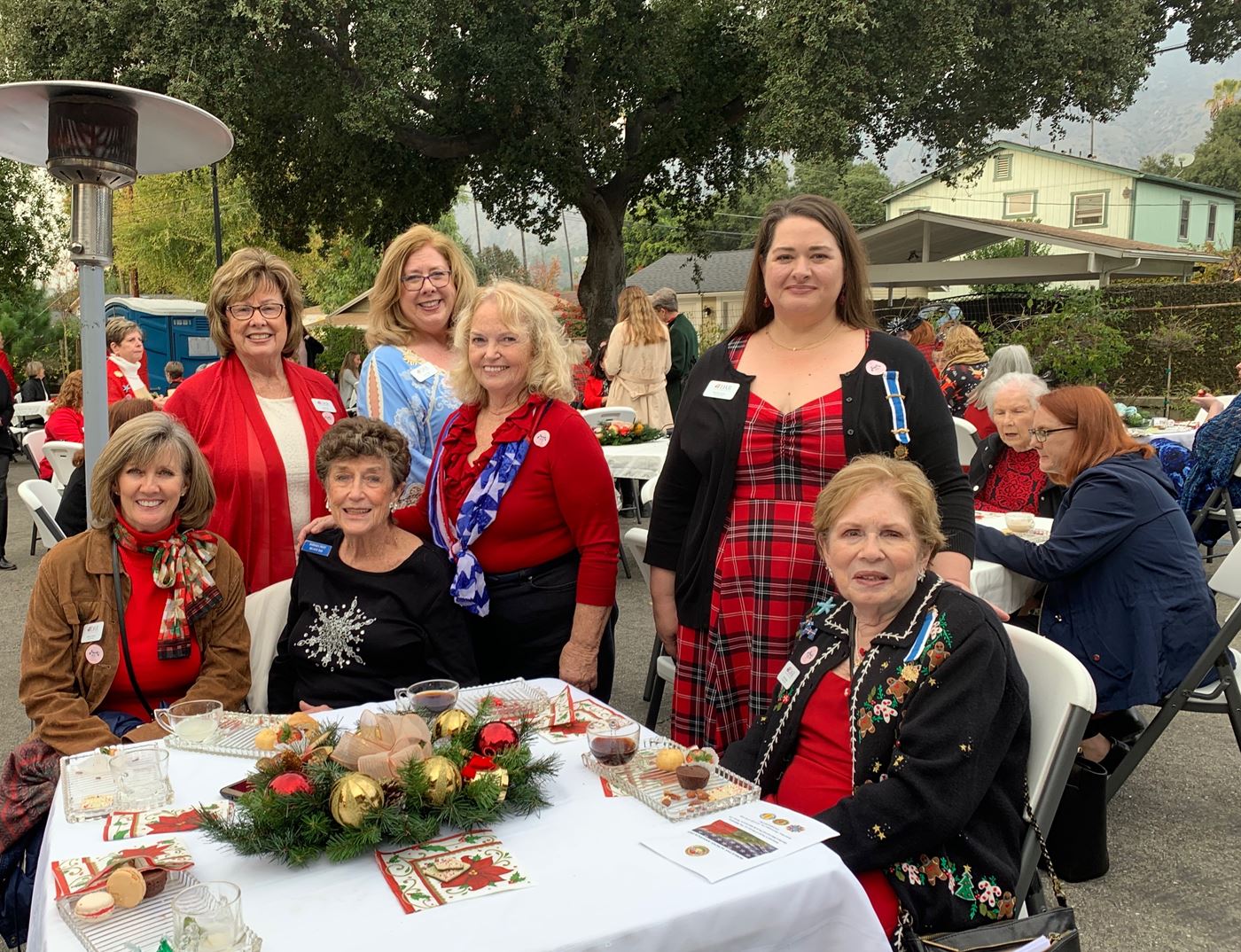 Regent Judith Baxter (r) and other daughters enjoying tea at the California DAR State House, 2019.