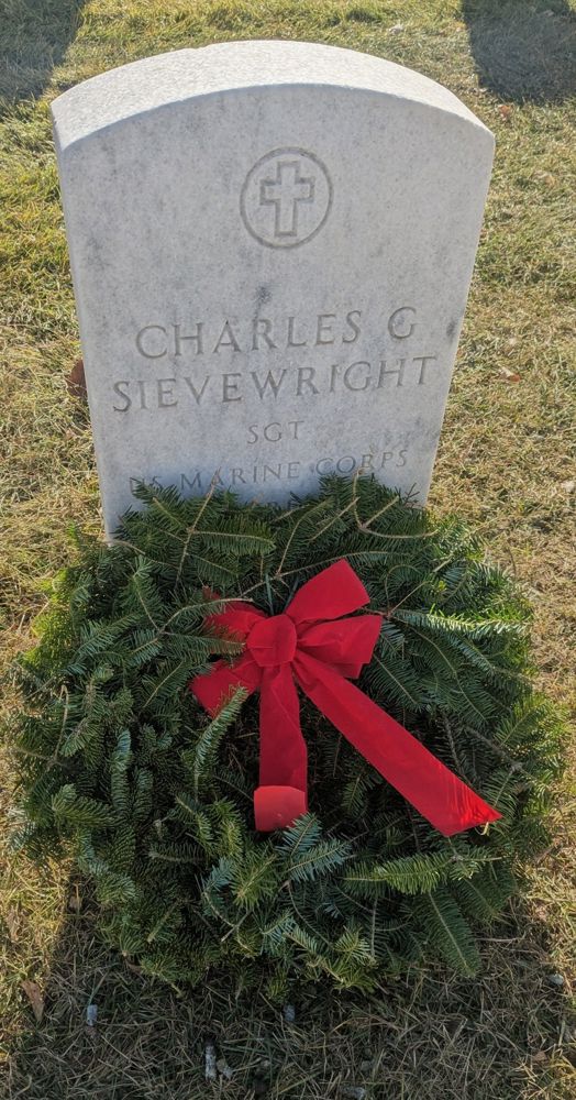 <i class="material-icons" data-template="memories-icon">stars</i><br/>Charles G Sievewright, Marine Corps, SGT<br/>Born 6/15/1931<br/>Passed on 1/25/1982<br/>Posted by: Maria C.<br/><div class='remember-wall-long-description'>Thank you for your service!!</div><a class='btn btn-primary btn-sm mt-2 remember-wall-toggle-long-description' onclick='initRememberWallToggleLongDescriptionBtn(this)'>Learn more</a>