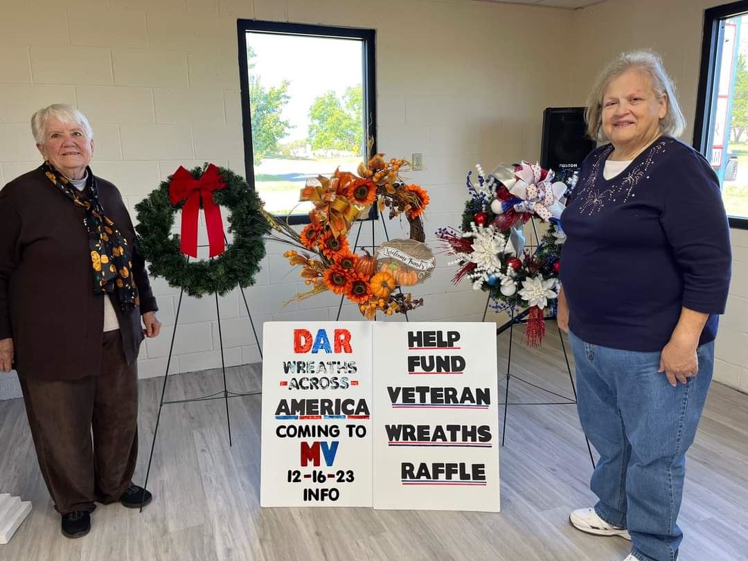 Ozark Spring Chapter Daughter of the American Revolution raffling off wreaths made by Lesa Bauer for the 2023 Wreaths Across America<br>