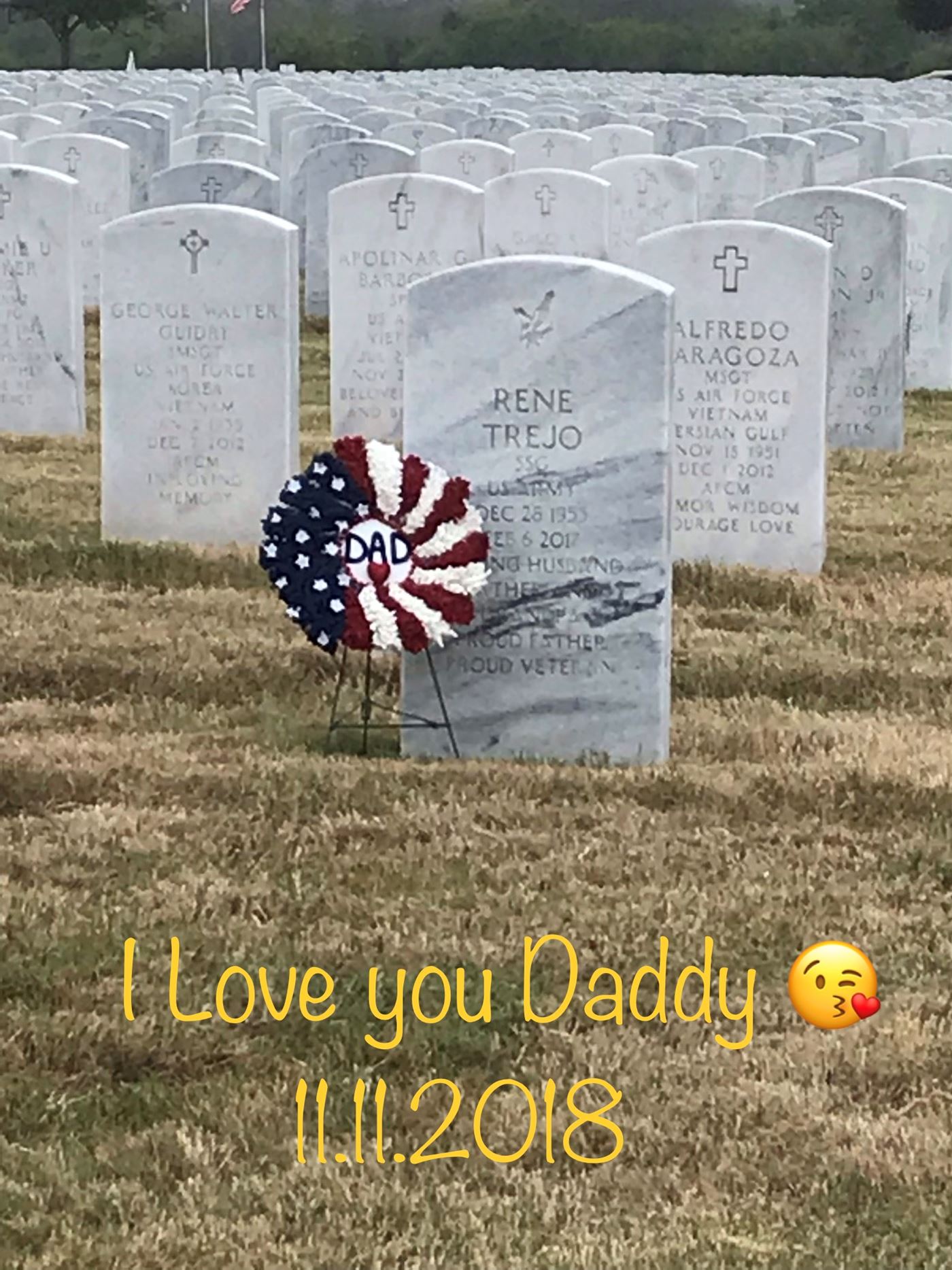 <i class="material-icons" data-template="memories-icon">stars</i><br/>Rene Trejo, Army<br/><div class='remember-wall-long-description'>
  Rene Trejo 
A wonderful Father and Grandfather. Dad, you are forever in our hearts and always on our minds. There’s not a second that goes by that we don’t think of you. Till we’re together again,... remember that we love you.</div><a class='btn btn-primary btn-sm mt-2 remember-wall-toggle-long-description' onclick='initRememberWallToggleLongDescriptionBtn(this)'>Learn more</a>