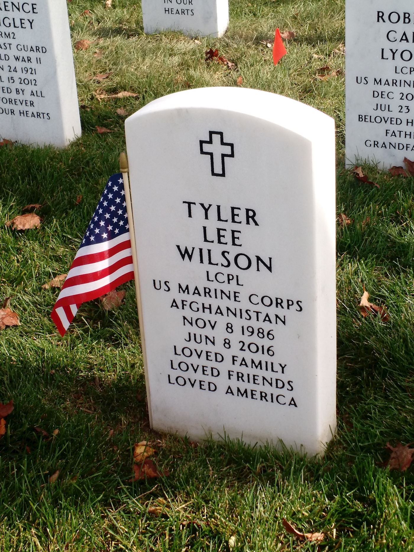 <i class="material-icons" data-template="memories-icon">account_balance</i><br/>Tyler Lee Wilson, Lance corporal<br/>Served from 2007 to 2011<br/>Born 11/8/1986<br/>Passed on 6/8/2016<br/>Posted by: David & Julia Wilson<br/><div class='remember-wall-long-description'>
  Tyler Lee Wilson
always on our minds and in our hearts</div><a class='btn btn-primary btn-sm mt-2 remember-wall-toggle-long-description' onclick='initRememberWallToggleLongDescriptionBtn(this)'>Learn more</a>