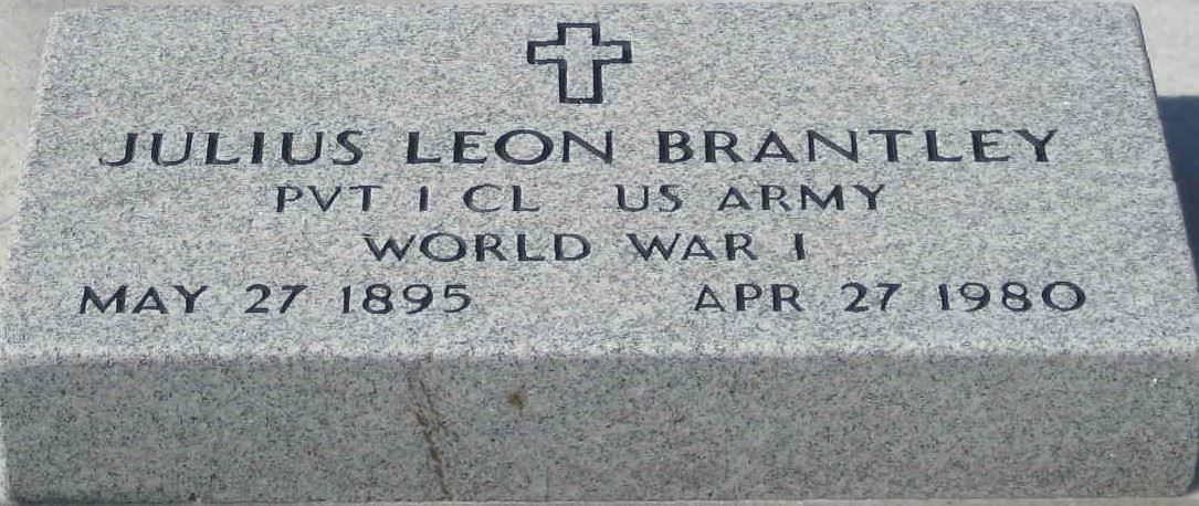 <i class="material-icons" data-template="memories-icon">account_balance</i><br/>Julius Leon Brantley, Army<br/><div class='remember-wall-long-description'>
  Julius Leon Brantley - Private First Class - United States Army - World War I - May 27th, 1895 - April 27th, 1980</div><a class='btn btn-primary btn-sm mt-2 remember-wall-toggle-long-description' onclick='initRememberWallToggleLongDescriptionBtn(this)'>Learn more</a>