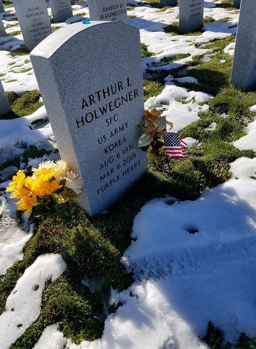 <i class="material-icons" data-template="memories-icon">stars</i><br/>Arthur  Holwegner, Army, Sgt. First Class<br/>Served from 1951 to 1959<br/>Born 8/6/1931<br/>Passed on 3/6/2015<br/>Posted by: Tara Bertucci<br/><div class='remember-wall-long-description'>Arthur Lee Holwegner, my Dad. Purple Heart, Bronze Star Korean War Army Veteran.</div><a class='btn btn-primary btn-sm mt-2 remember-wall-toggle-long-description' onclick='initRememberWallToggleLongDescriptionBtn(this)'>Learn more</a>