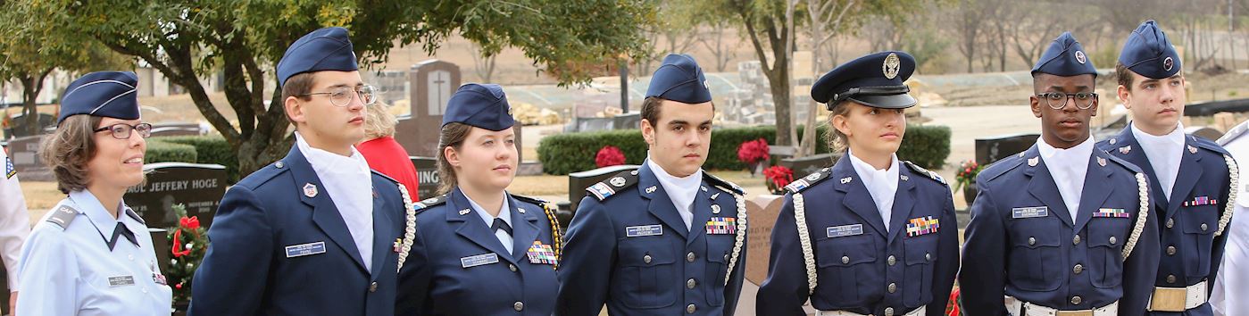 Members of Lakeshore Civil Air Patrol  gather to place wreaths at Rest Haven Memorial Park 2015 National Wreaths Across America Day