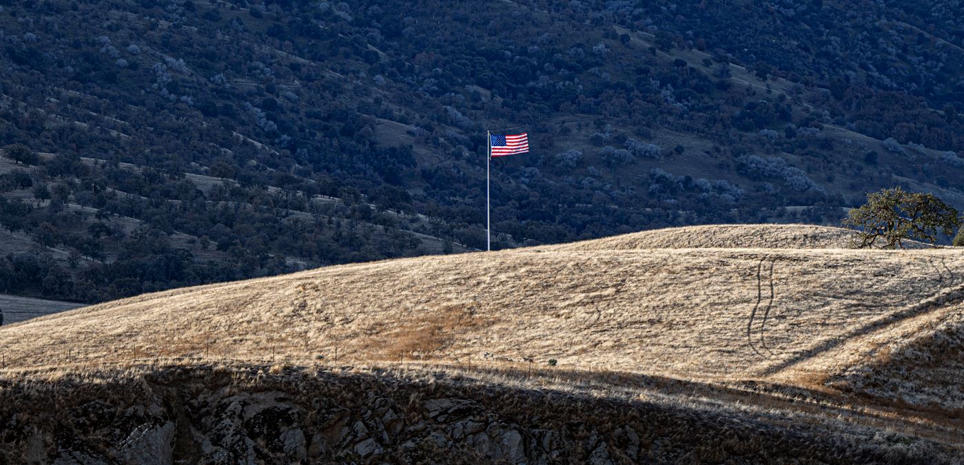 2023 WAA Day - American flag overlooking the Bakersfield National Cemetery<br>
