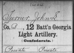 <i class="material-icons" data-template="memories-icon">cloud</i><br/>John L.  Turner<br/><div class='remember-wall-long-description'>John L. Turner - Private - Co. B, 12th Battalion, GA Light Artillery - Enlisted December 17, 1862 in Sandersville as a Private as was assigned a cook - Confederate State of America - 1825 - January 31, 1904</div><a class='btn btn-primary btn-sm mt-2 remember-wall-toggle-long-description' onclick='initRememberWallToggleLongDescriptionBtn(this)'>Learn more</a>