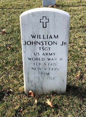 <i class="material-icons" data-template="memories-icon">account_balance</i><br/>William Johnston, Army<br/><div class='remember-wall-long-description'>TSgt William Johnston, Jr.
94th Infantry - BS, PHOLC
Arlington National Cemetery, Section 67, Site 843
Gone, but not forgotten.</div><a class='btn btn-primary btn-sm mt-2 remember-wall-toggle-long-description' onclick='initRememberWallToggleLongDescriptionBtn(this)'>Learn more</a>