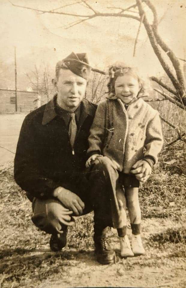 <i class="material-icons" data-template="memories-icon">chat_bubble</i><br/>James D. Murray<br/><div class='remember-wall-long-description'>James (Jim) Murray with his youngest sister, Peggy (my mom) when he came home from WWII</div><a class='btn btn-primary btn-sm mt-2 remember-wall-toggle-long-description' onclick='initRememberWallToggleLongDescriptionBtn(this)'>Learn more</a>