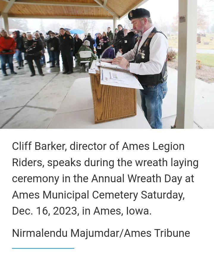 Cliff brought the Wreaths Across America program to Ames