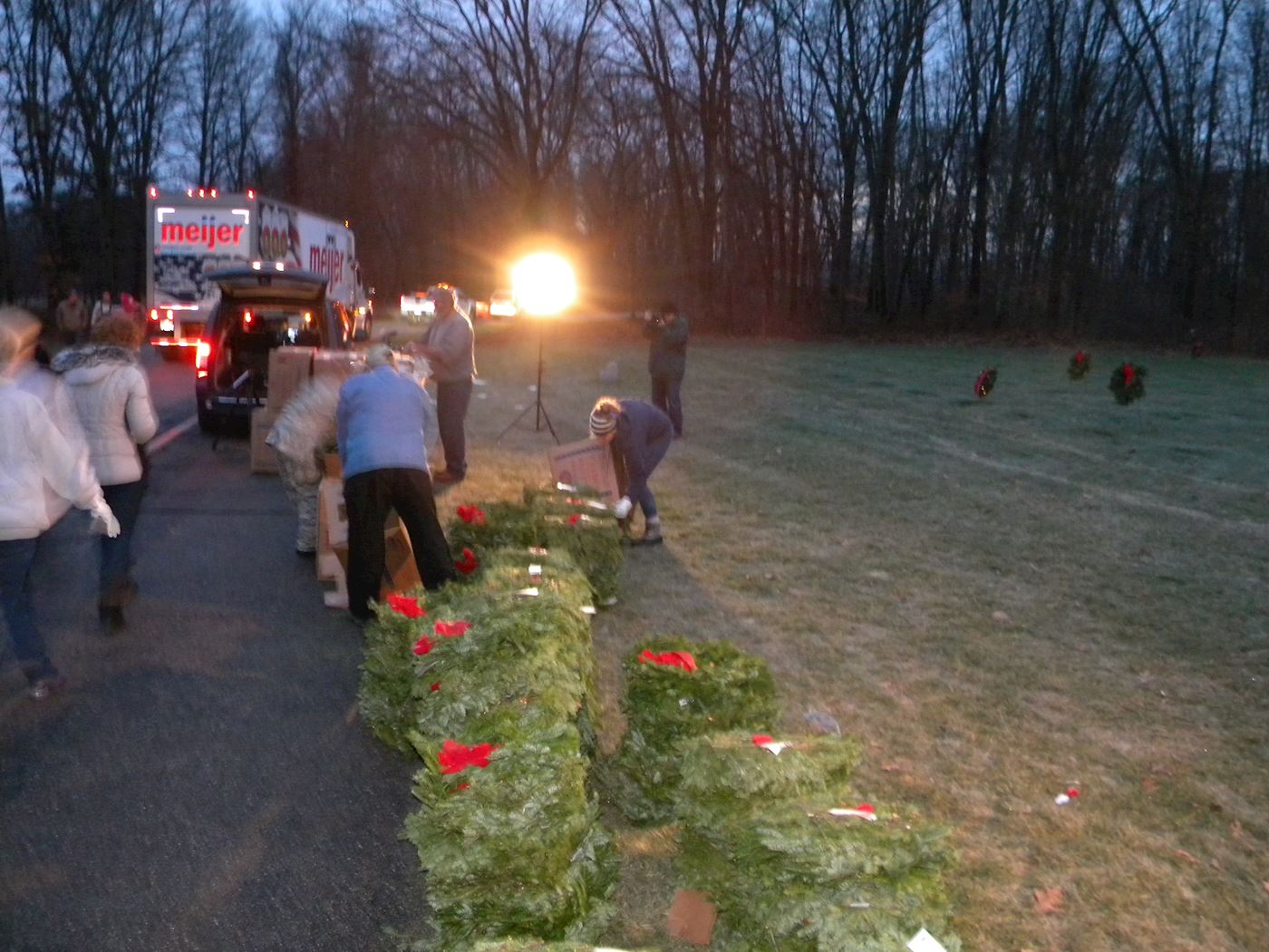 Wreaths arrived courtesy of Meijer this year, the unpacking begins!