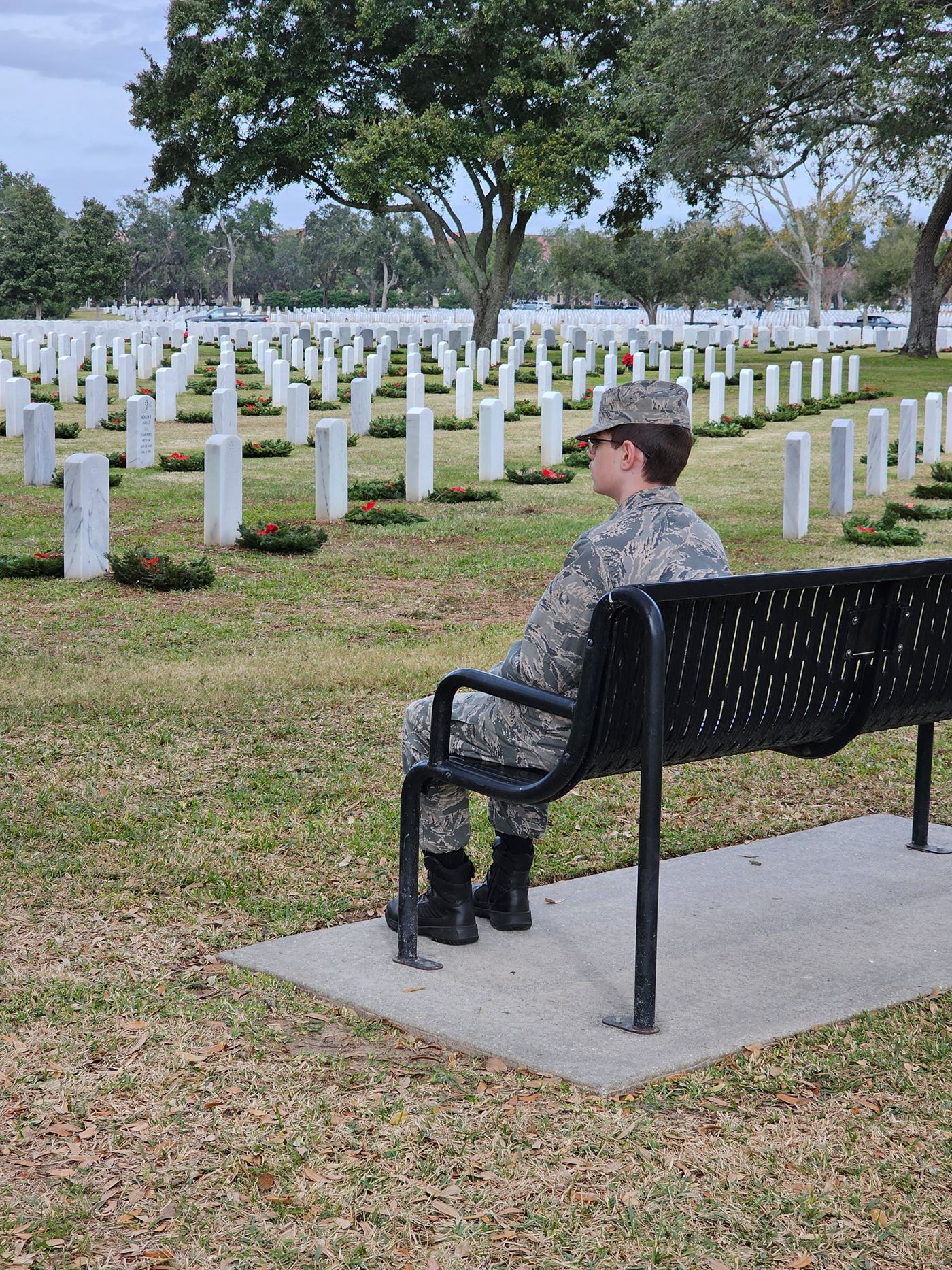 Cadet Bouchard takes a quiet moment of reflection, honoring the veterans who sacrificed for our freedom.