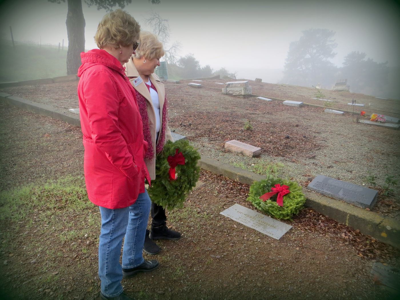 Kris Hernandez and Jackie Berryhill, cousins, honor family veterans. Mt. Hope Cemetery, Morgan Hill, California
2014