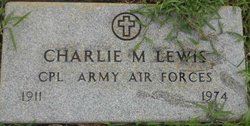 <i class="material-icons" data-template="memories-icon">account_balance</i><br/>Charles McGruder "Charlie" Lewis, Army<br/><div class='remember-wall-long-description'>Charles McGruder "Charlie" Lewis - Corporal - United States Army Air Force - July 26th, 1911 - October 4th, 1974</div><a class='btn btn-primary btn-sm mt-2 remember-wall-toggle-long-description' onclick='initRememberWallToggleLongDescriptionBtn(this)'>Learn more</a>