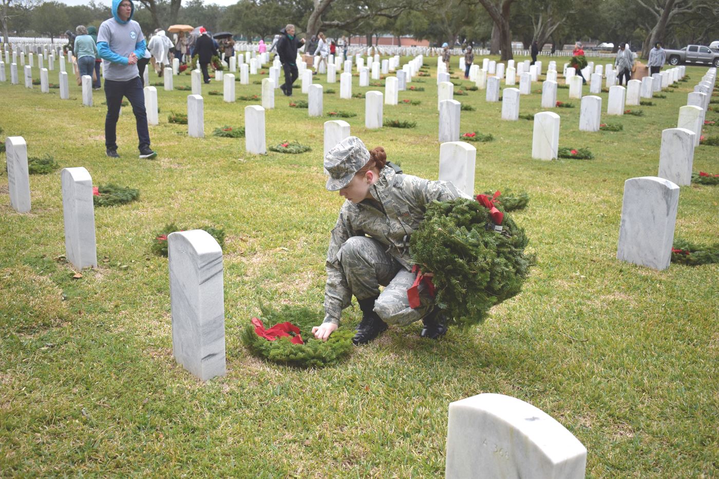 Despite the rain, our cadets remain focused, ensuring every wreath is placed with the utmost respect to honor the sacrifices made by our veterans.