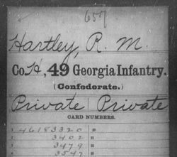 <i class="material-icons" data-template="memories-icon">chat_bubble</i><br/>Riley M. Hartley<br/><div class='remember-wall-long-description'>Riley M. Hartley Private Co. H, 49th GA Infantry Confederate States of America May 6th, 1928 - July 19th, 1903</div><a class='btn btn-primary btn-sm mt-2 remember-wall-toggle-long-description' onclick='initRememberWallToggleLongDescriptionBtn(this)'>Learn more</a>