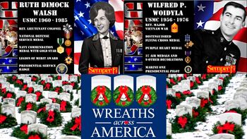 <i class="material-icons" data-template="memories-icon">account_balance</i><br/>Wilfred P Woidyla, Ret. Major Ruth Dimock Walsh, Ret. Lieutenant Colonel, Marine Corps<br/><div class='remember-wall-long-description'>
Ruth Dimock Walsh and Wilfred P. "Bill" Woidyla. 
Your inspiring bravery, service and dedication serve as an example to all. Your beautiful girls honor you this Christmas. Love, Julia, Jeanette and Debra</div><a class='btn btn-primary btn-sm mt-2 remember-wall-toggle-long-description' onclick='initRememberWallToggleLongDescriptionBtn(this)'>Learn more</a>