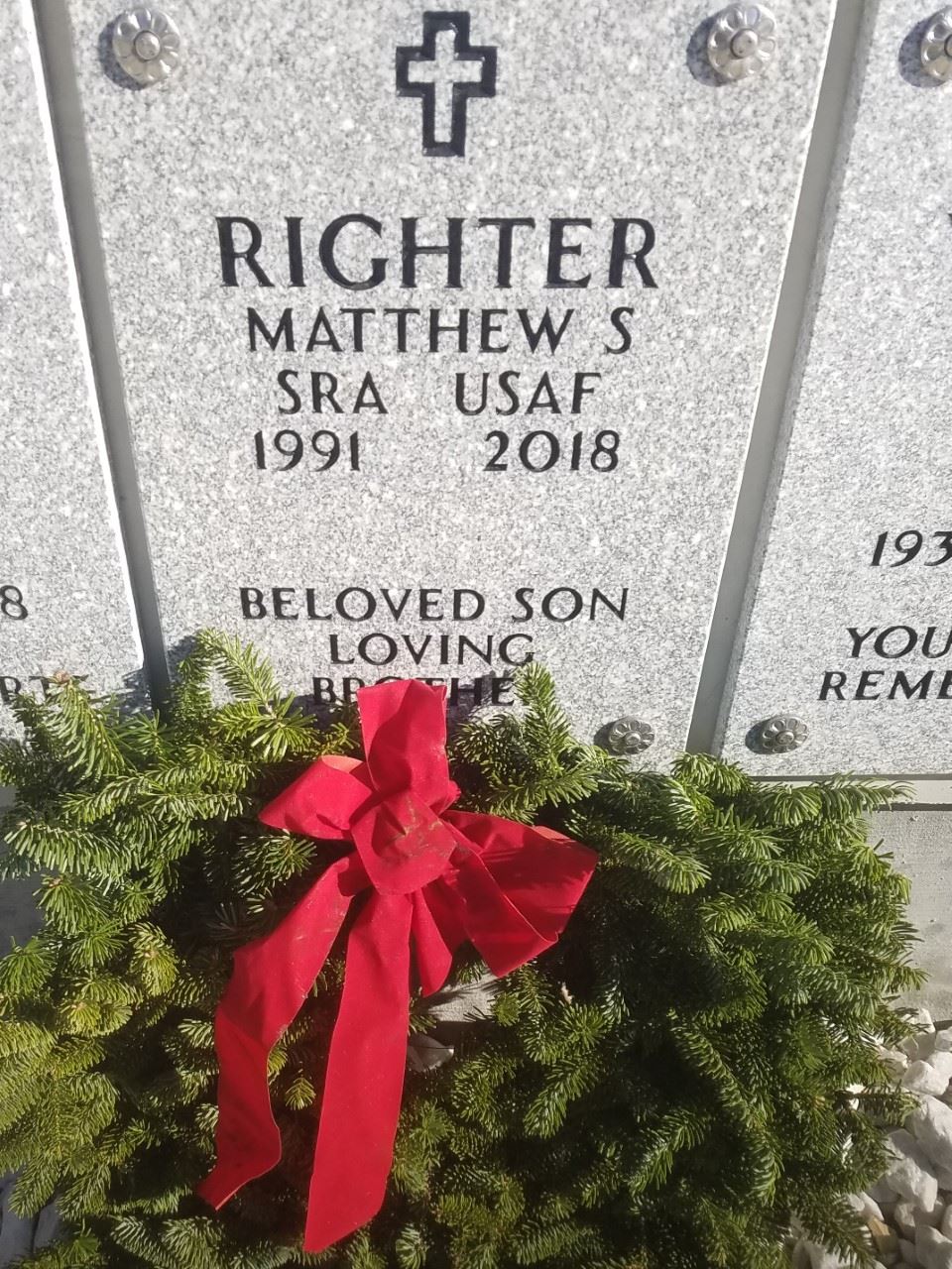 <i class="material-icons" data-template="memories-icon">account_balance</i><br/>Matthew  Righter, Air Force<br/>Served from 2012 to 2016<br/>Born 7/11/1991<br/>Passed on 2/5/2018<br/>Posted by: Joanne Righter<br/><div class='remember-wall-long-description'>In loving memory of our son, Matthew. We love and miss him very much.</div><a class='btn btn-primary btn-sm mt-2 remember-wall-toggle-long-description' onclick='initRememberWallToggleLongDescriptionBtn(this)'>Learn more</a>