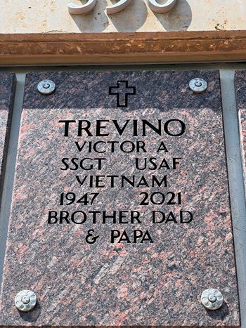 <i class="material-icons" data-template="memories-icon">message</i><br/>Victor Trevino, Air Force<br/><div class='remember-wall-long-description'>Miss you every day, you’re in our hearts always. Love you, Dad.</div><a class='btn btn-primary btn-sm mt-2 remember-wall-toggle-long-description' onclick='initRememberWallToggleLongDescriptionBtn(this)'>Learn more</a>