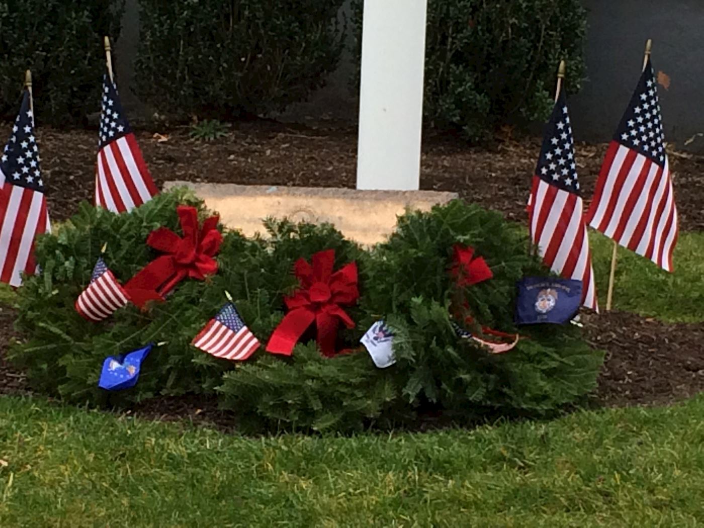 The 7 wreaths Honoring all branches of  service.