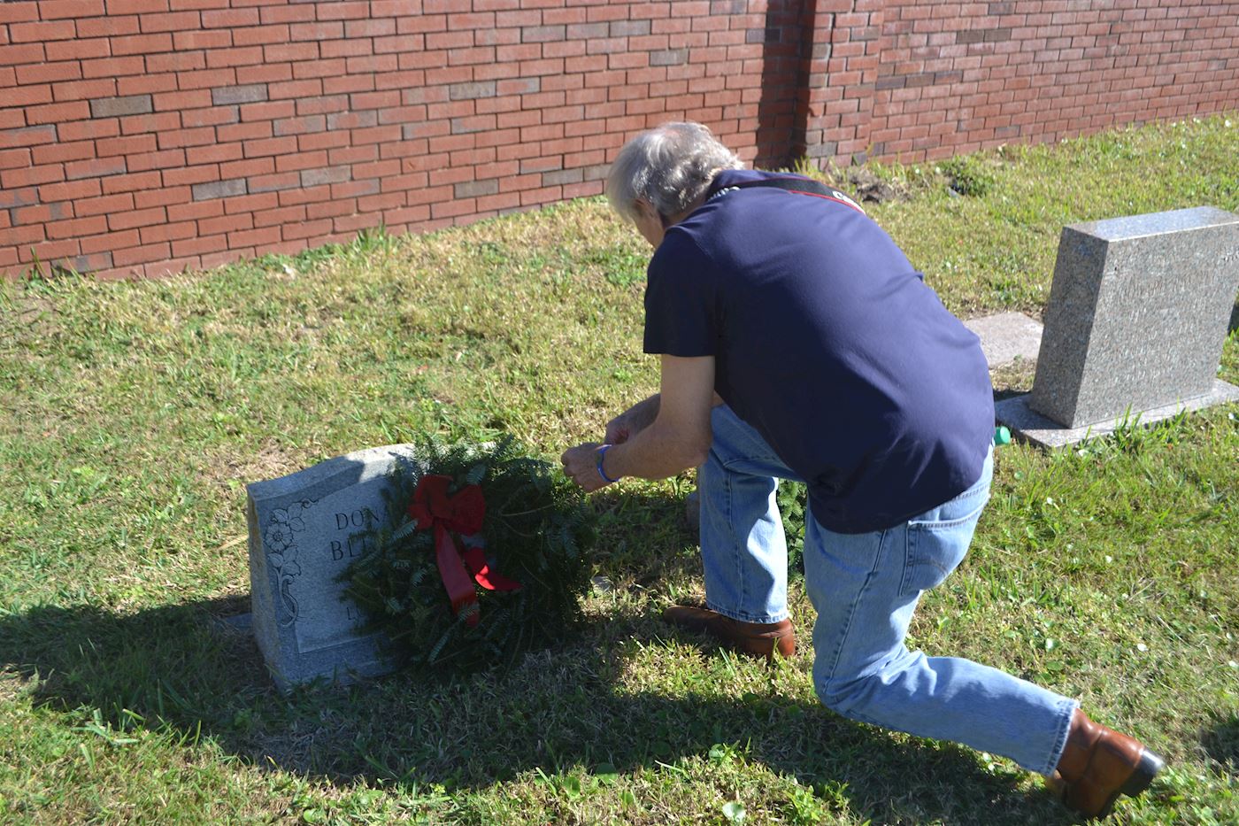 At fallen soldiers grave