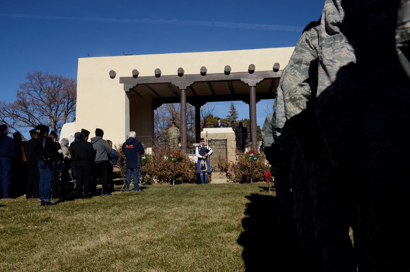 Over 50 Civil Air Patrol cadets stand at attention during the annual ceremonies which included a playing of Amazing Grace.