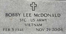 <i class="material-icons" data-template="memories-icon">cloud</i><br/>Bobby Lee McDonald<br/><div class='remember-wall-long-description'>Bobby Lee McDonald - Sergeant First Class - United States Army - Vietnam - February 9, 1941 - November 29, 2008</div><a class='btn btn-primary btn-sm mt-2 remember-wall-toggle-long-description' onclick='initRememberWallToggleLongDescriptionBtn(this)'>Learn more</a>