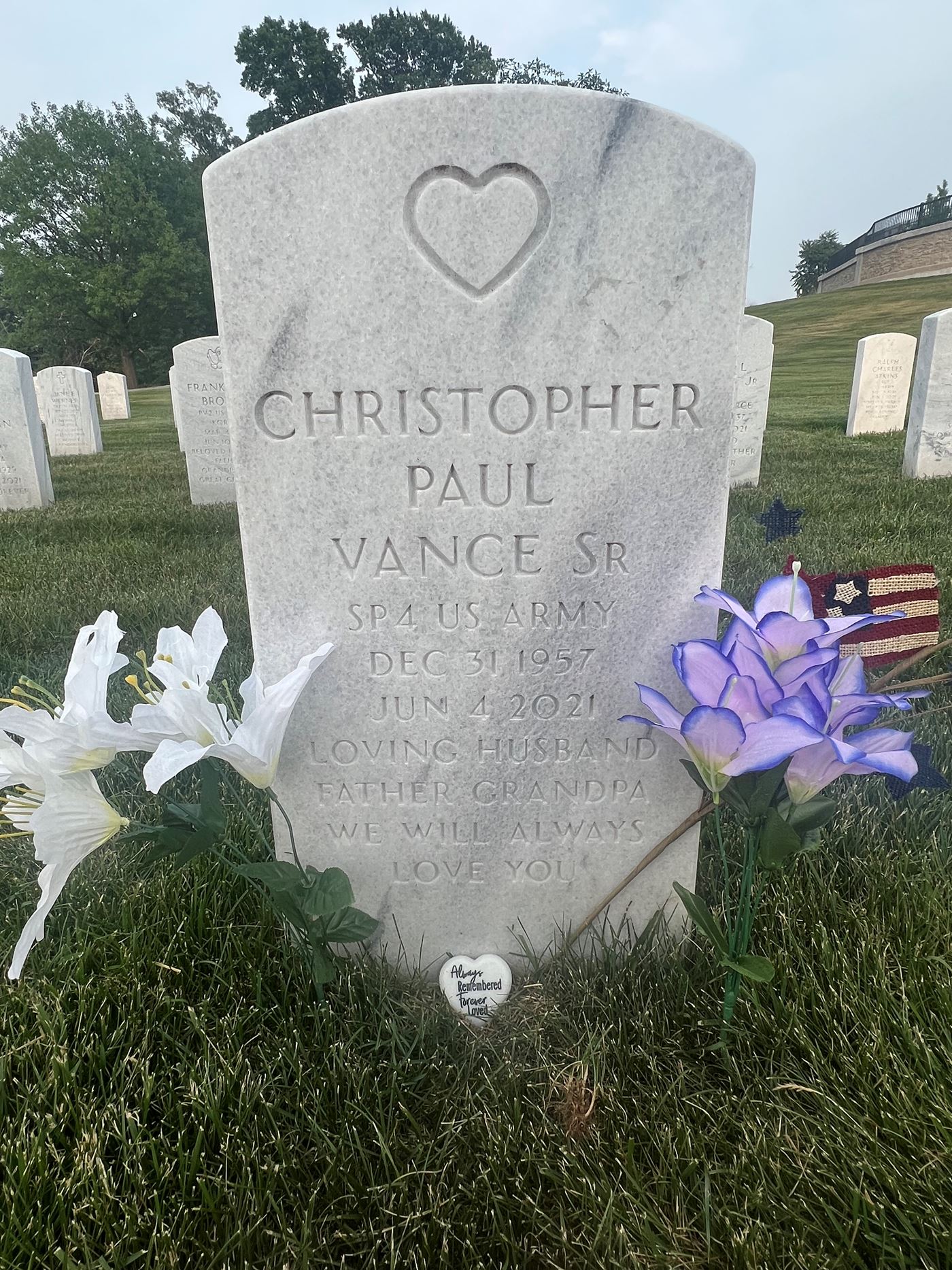 <i class="material-icons" data-template="memories-icon">account_balance</i><br/>Christopher Vance, Army<br/>Born 12/31/1957<br/>Passed on 6/4/2021<br/>Posted by: Jennifer Griswell<br/><div class='remember-wall-long-description'>
  In memory of my dad, Christopher Vance. Thank you for being such an amazing father and grandpa. We miss you and love you so much!</div><a class='btn btn-primary btn-sm mt-2 remember-wall-toggle-long-description' onclick='initRememberWallToggleLongDescriptionBtn(this)'>Learn more</a>