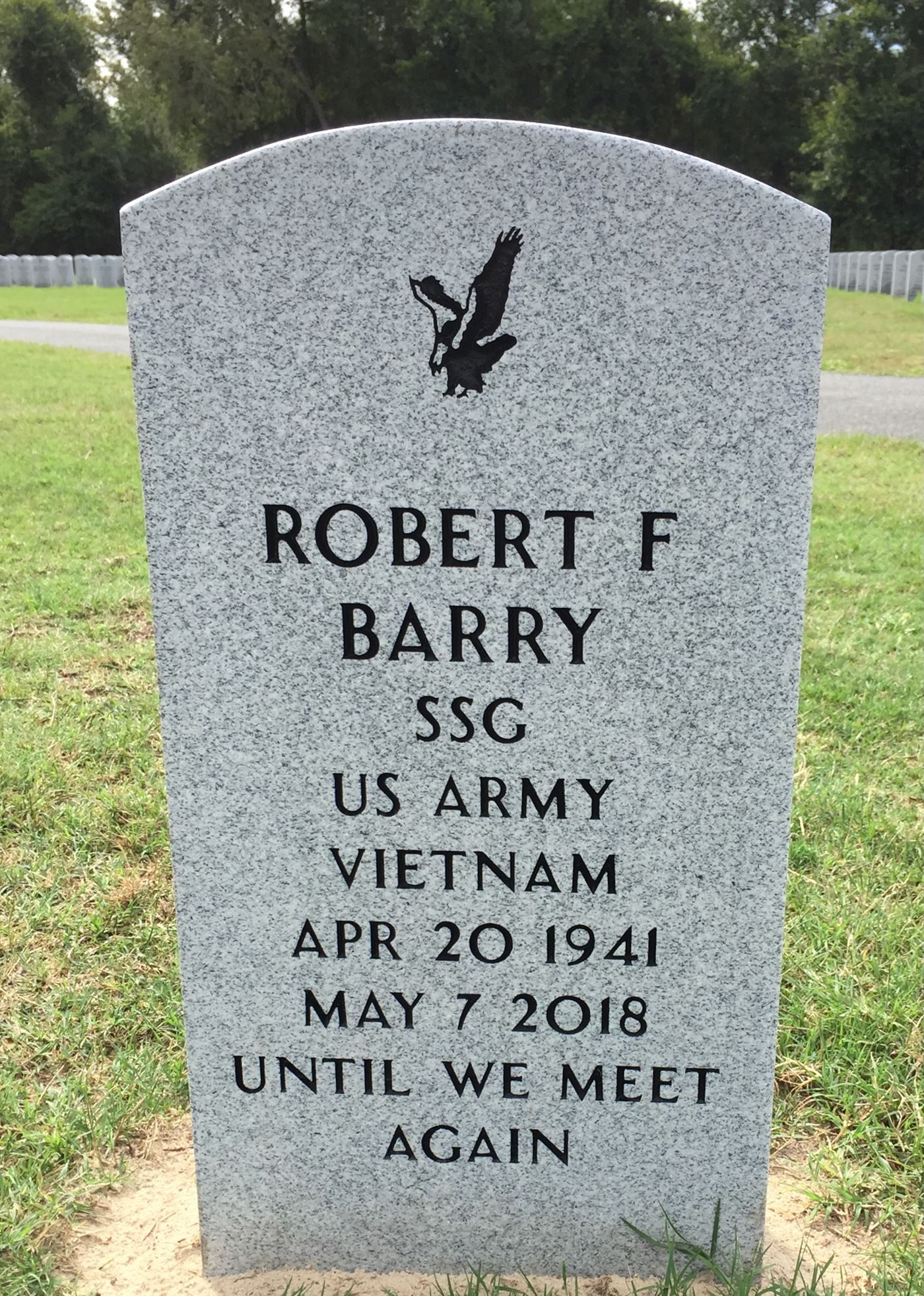 <i class="material-icons" data-template="memories-icon">chat_bubble</i><br/>Robert Barry, Army, SFC<br/>Born 4/20/1941<br/>Passed on 5/8/2018<br/>Posted by: Gabrielle Barry<br/><div class='remember-wall-long-description'>In Loving Memory of Robert F. Barry</div><a class='btn btn-primary btn-sm mt-2 remember-wall-toggle-long-description' onclick='initRememberWallToggleLongDescriptionBtn(this)'>Learn more</a>