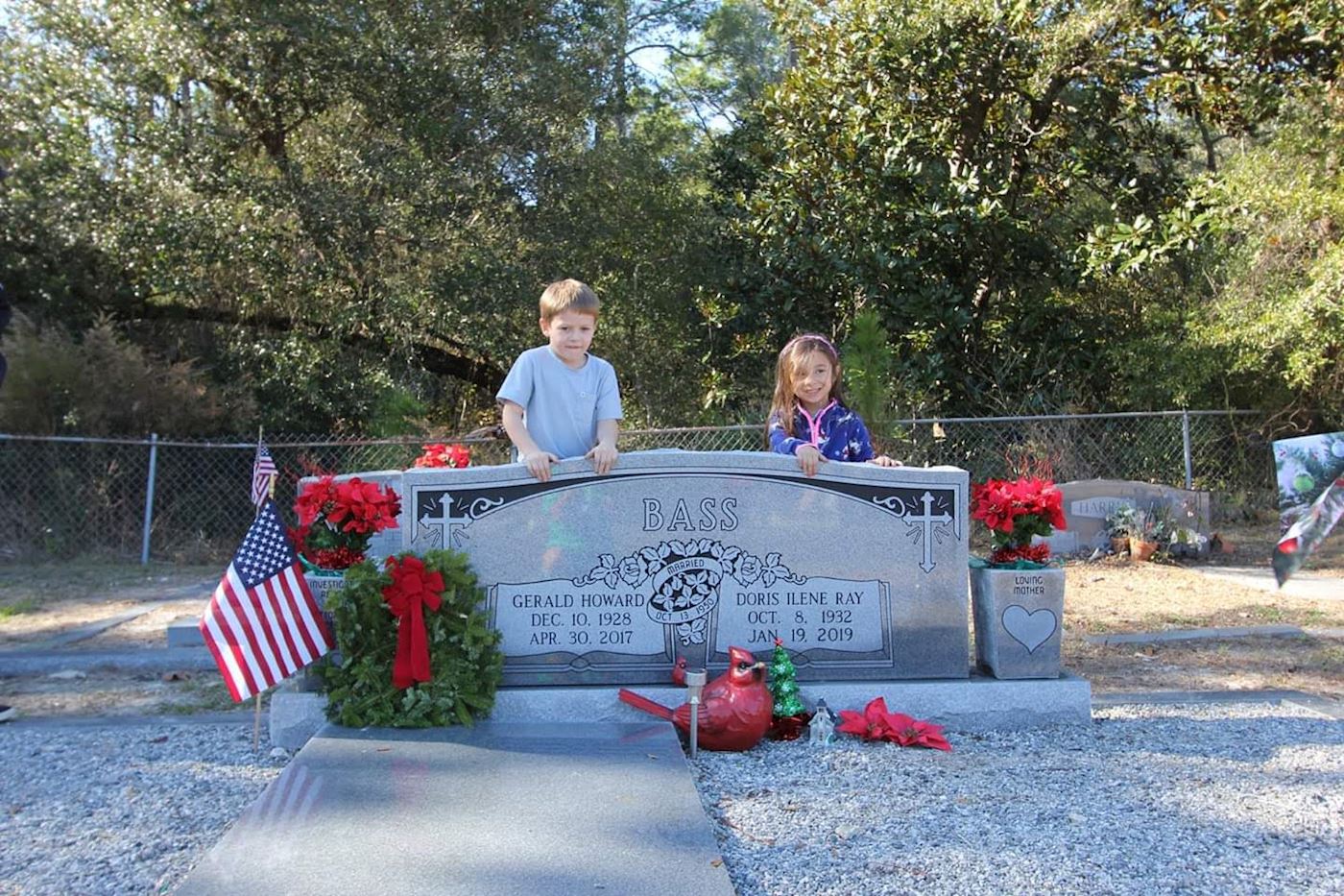 Family Members with Veteran Headstone