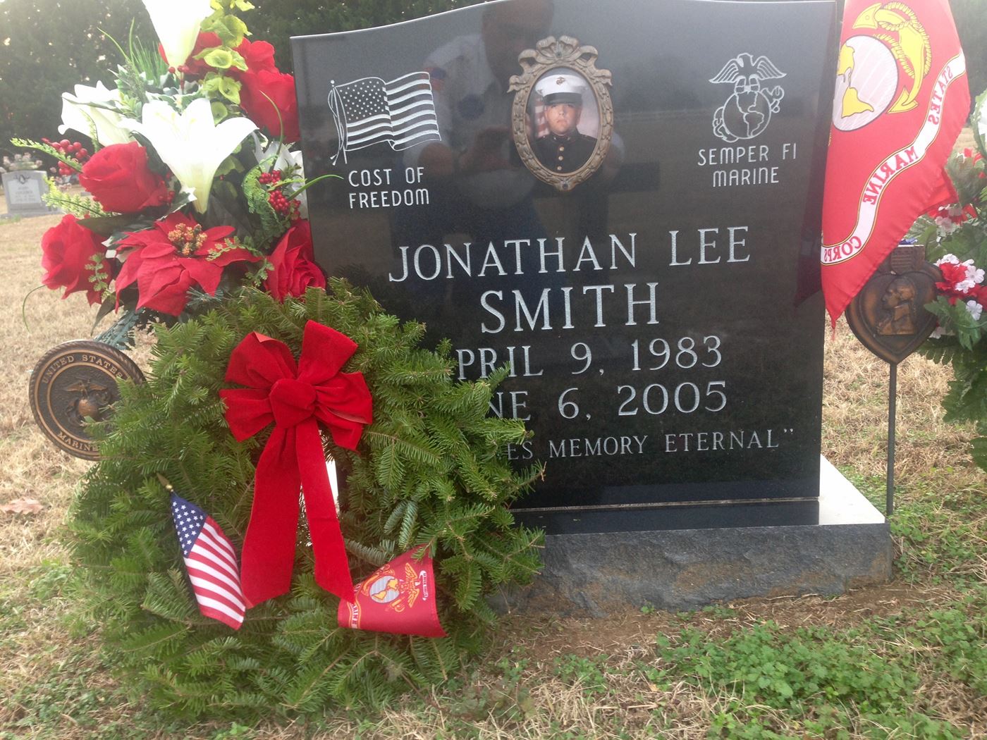 <i class="material-icons" data-template="memories-icon">account_balance</i><br/><br/><div class='remember-wall-long-description'>LCPL Jonathan L. Smith
Eva, Alabama
Bravo Company 2nd AA BN USMC
KIA Operation Iraqi Freedom, 2005</div><a class='btn btn-primary btn-sm mt-2 remember-wall-toggle-long-description' onclick='initRememberWallToggleLongDescriptionBtn(this)'>Learn more</a>